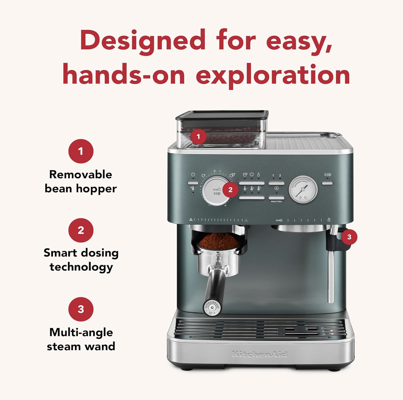 KitchenAid Semi-Automatic Espresso Machine with Burr Grinder, view 4